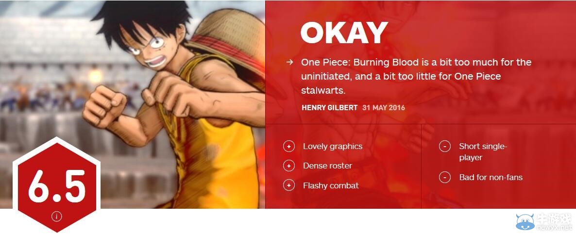 《海贼王：燃烧热血》IGN评分6.5？  你服吗？